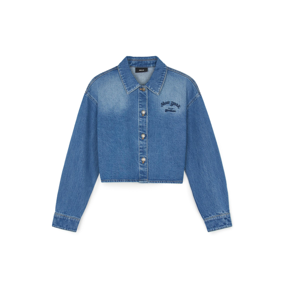 MLB Varsity New York Yankees Denim Jacket Women's Blue