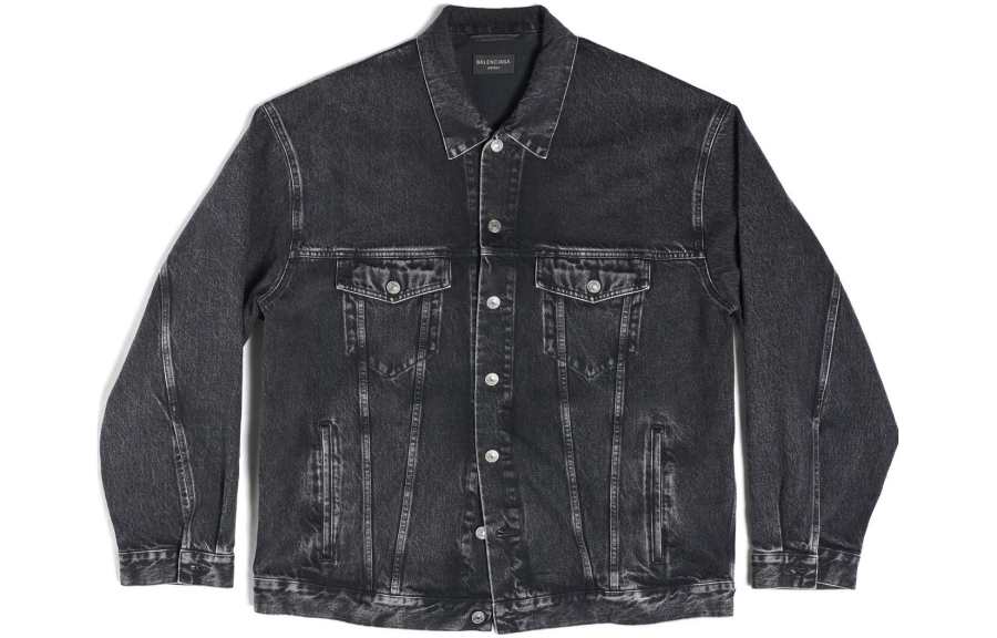 Balenciaga Denim Jacket Loose Fit Women's Black