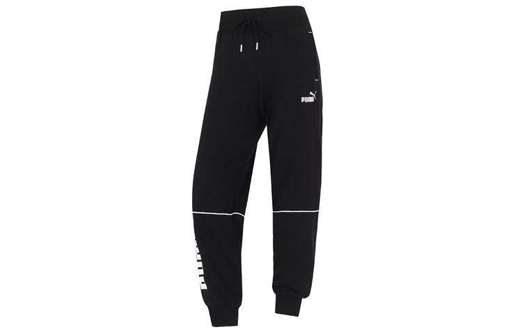 PUMA Knitted Sweatpants Women's Black Moderate Cuffed Pants