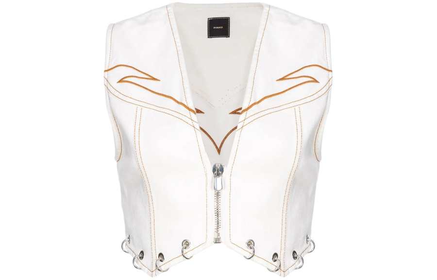 PINKO Dracula Embellished Denim Gilet