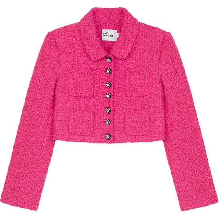 Self-portrait Self-portrait Bouclé Buttoned Cropped Jacket