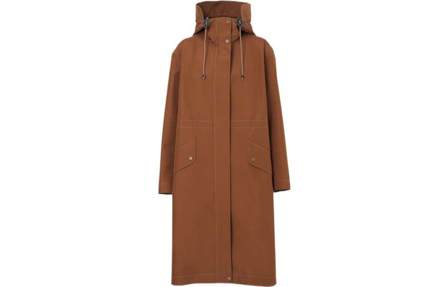 Burberry Parka Coats Women's Dark Birch Brown Hooded Moderate