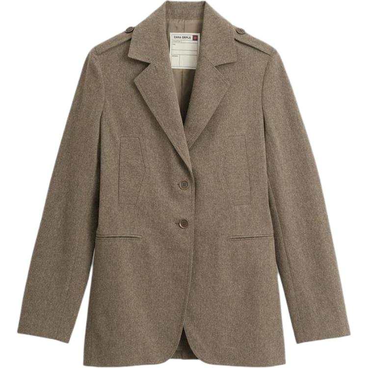 ZARA SRPLS Business Suits Women's Khaki Suit Collar Moderate