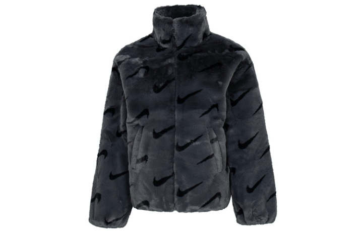 Nike Nike Women's Printed Faux Fur Jacket Asia Sizing Dark Smoke Grey