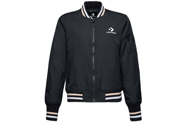 Converse Baseball Jerseys Women's Black Baseball Collar Moderate Straight Fit