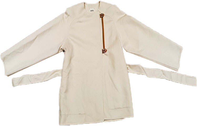 HERMES HERMES Coats Women's Khaki Crew Neck Moderate