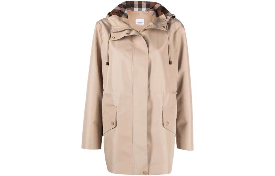 Burberry Cropped Coats Women's Umber Hooded Moderate