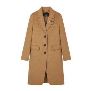 Teenie Weenie Coats Women's Mustard Yellow Lapel Moderate Straight Fit