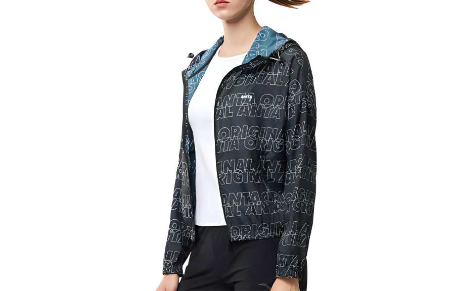 ANTA Cropped Coats Women's Navy Blue Hooded Moderate
