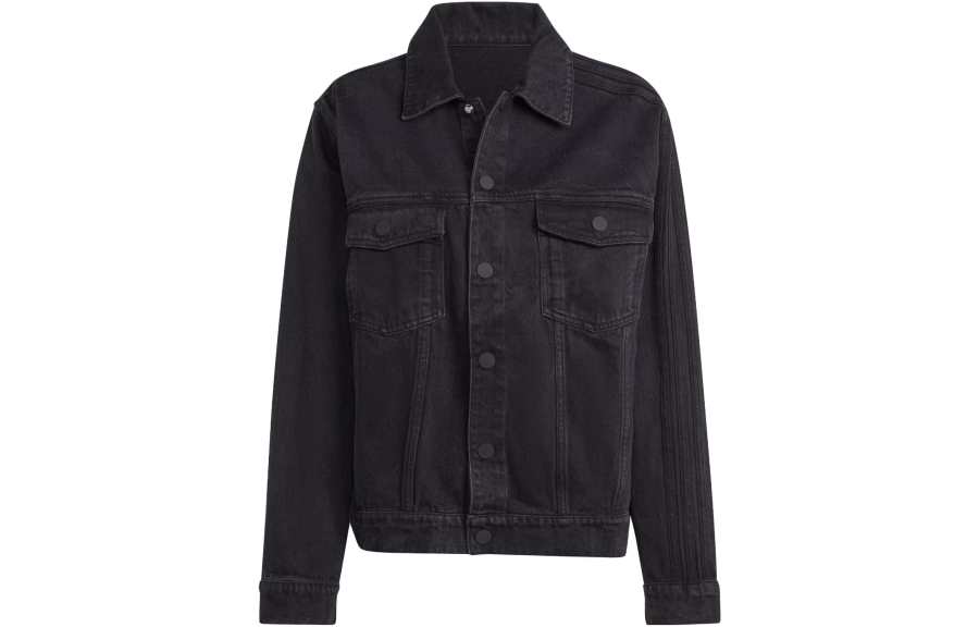 Adidas Adidas KSENIASCHNAIDER Denim Jackets Women's Black Square Collar Moderate Straight Fit