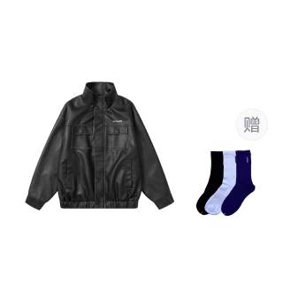 ICH MODE Leather Jackets Unisex Lapel Moderate Biker Jacket