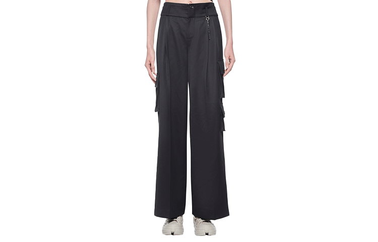 Feng Chen Wang Cargo Pants Women's Black Moderate Wide Leg Pants