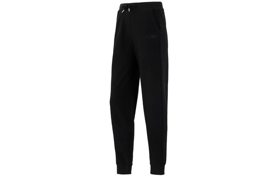 PUMA Knitted Sweatpants Women's Black Moderate Straight Fit Pants