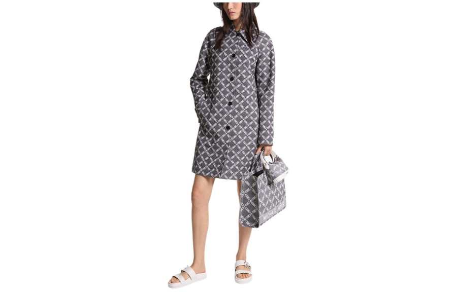 MICHAEL KORS Empire Logo Jacquard Balmacaan Coat