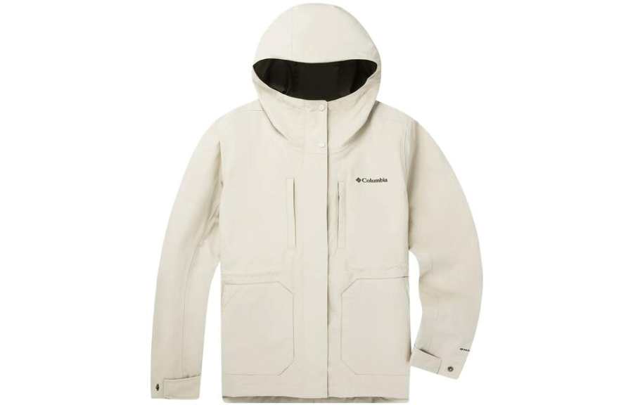 Columbia Windbreaker Jackets Women's White Hooded Moderate 3 In 1
