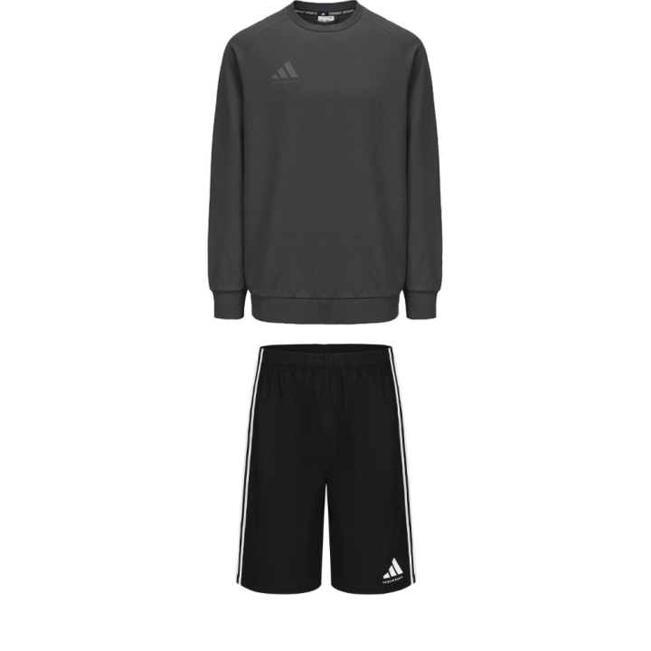 Adidas Adidas Casual Sportswear Men's Set Gray/Dark Gray Top+Black Shorts