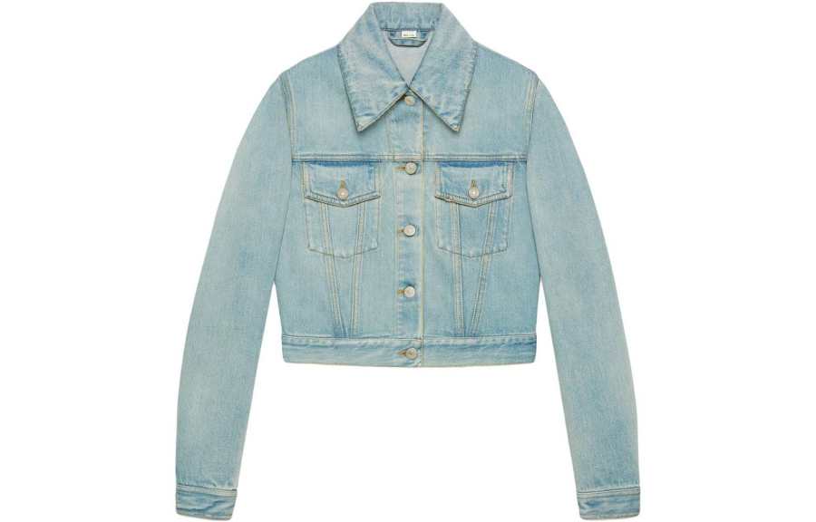 GUCCI Denim Jackets Women's Light Blue Moderate Straight Fit