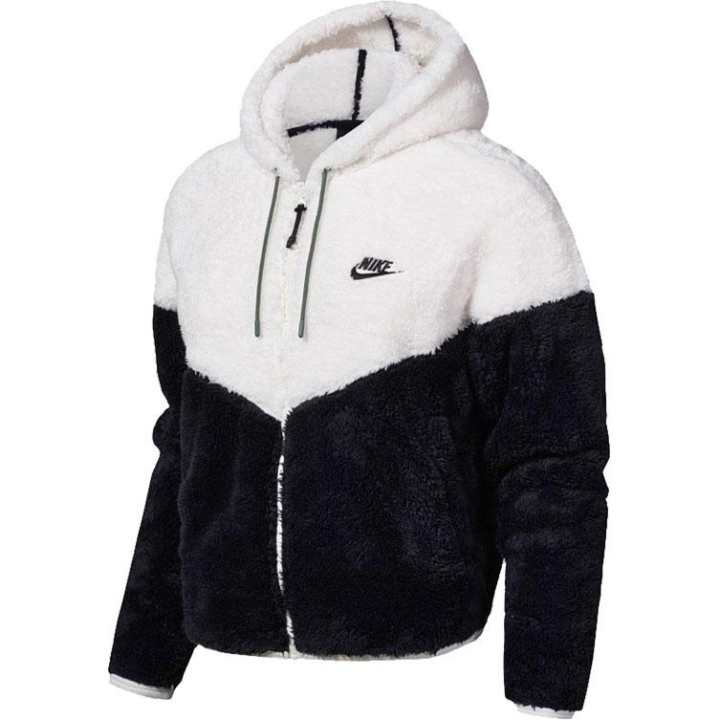 Nike Nike Cropped Coats Women's Black/White Hooded Thickened