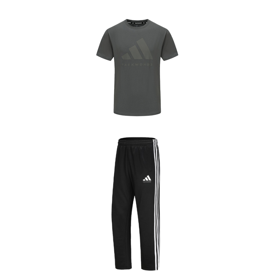 Adidas Adidas Taekwondo Casual Sportswear Unisex Set Gray+Black