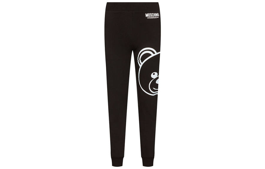 MOSCHINO Knitted Sweatpants Women's Black Moderate Cuffed Pants