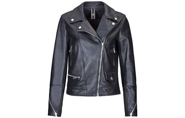 HOGAN Leather Jacket Women's Black