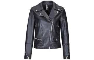 HOGAN Leather Jacket Women's Black