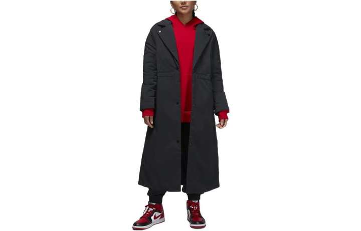 Jordan Jordan Trench Coats Women's Black Lapel Moderate