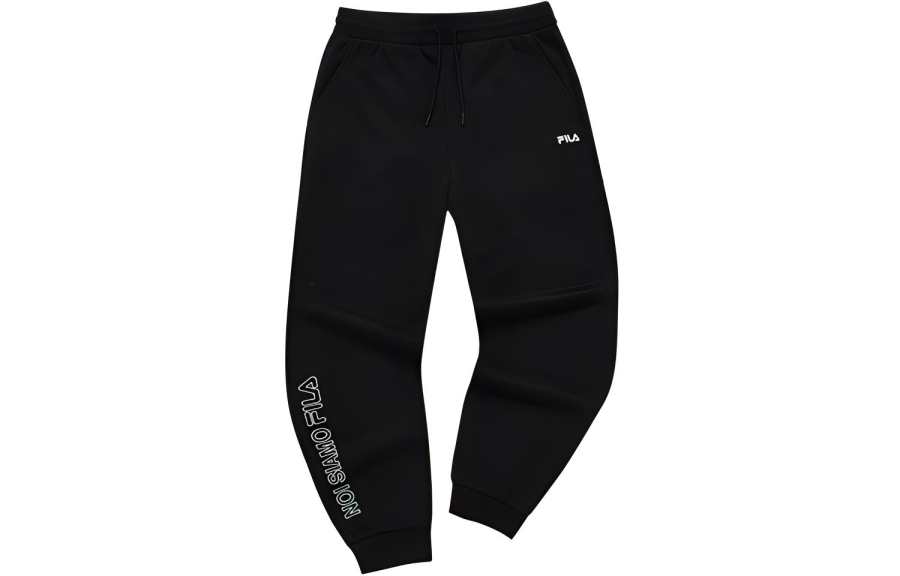 FILA FUSION Knitted Sweatpants Women's Pitch Black Moderate Straight Fit Pants