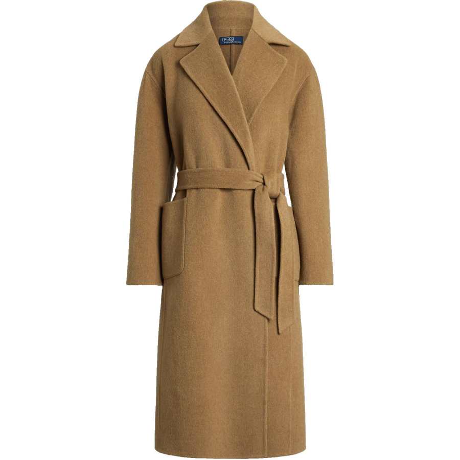 Polo Ralph Lauren FW24 Coat Loose Fit Women's Camel Mixed Color