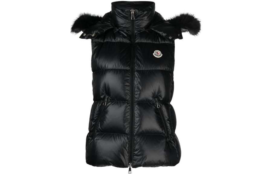 Moncler Down Vests Women's Black Crew Neck Moderate