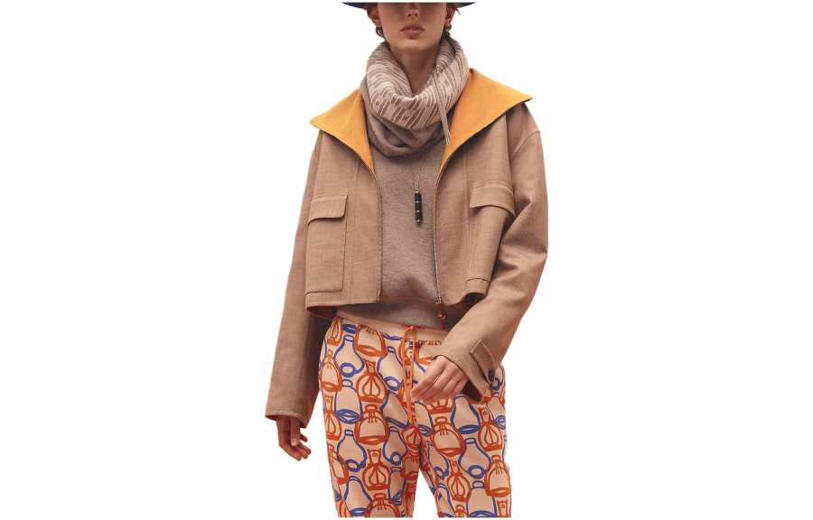 HERMES HERMES Cropped Coats Women's Khaki Moderate