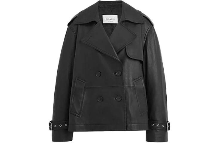 COACH COACH Leather Jackets Women's Black Lapel Moderate Other