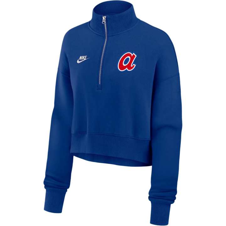 Nike Nike Atlanta Braves Cooperstown Phoenix Women's Nike Mlb Cropped 1/2 Zip Crew
