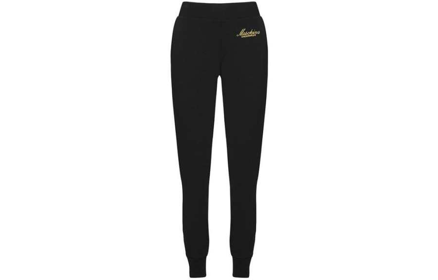 MOSCHINO Knitted Sweatpants Women's Black Moderate Cuffed Pants