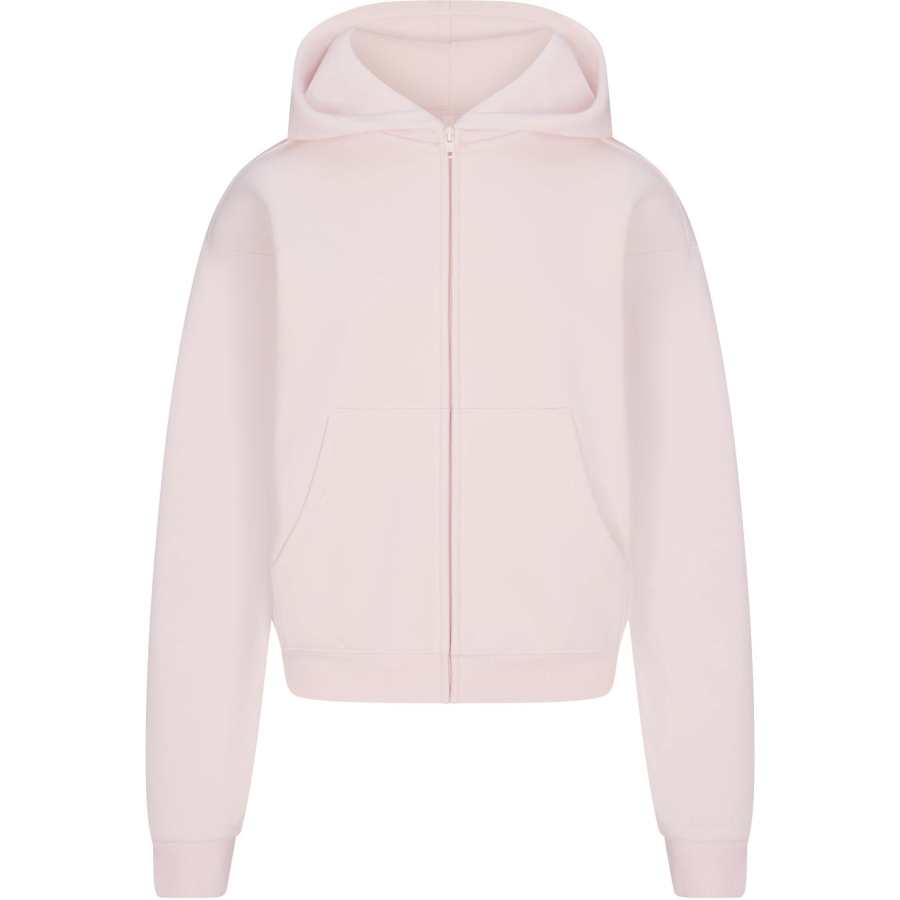 Skims SS25 COTTON FLEECE CLASSIC ZIP UP HOODIE Sweatshirt Women's Barely Pink/Light Pink
