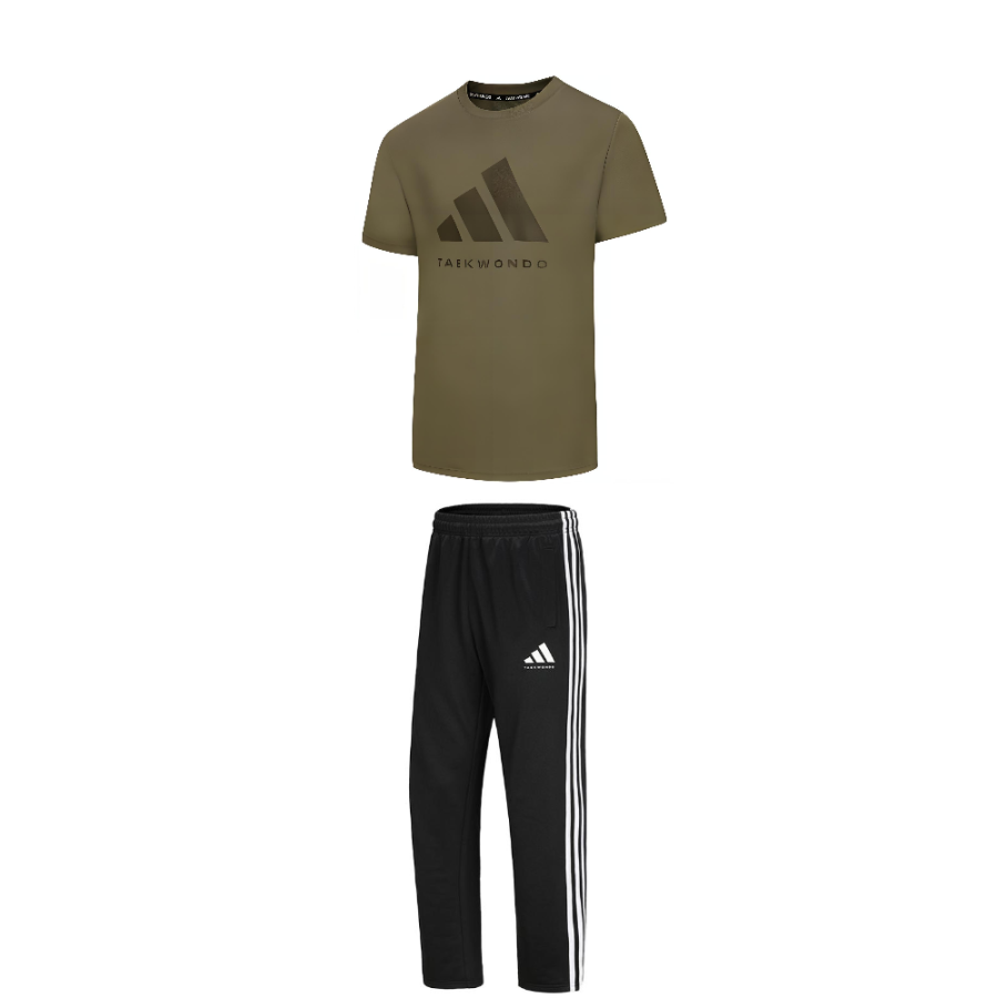Adidas Adidas Taekwondo Casual Sportswear Unisex Clothing Sets Green+Black