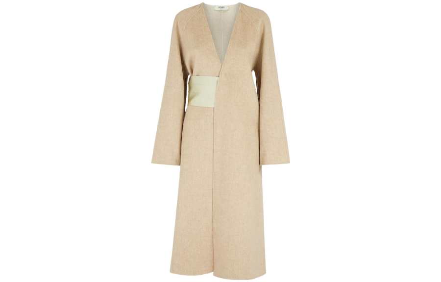FENDI SS23 Velvet feel Coat Women's Khaki