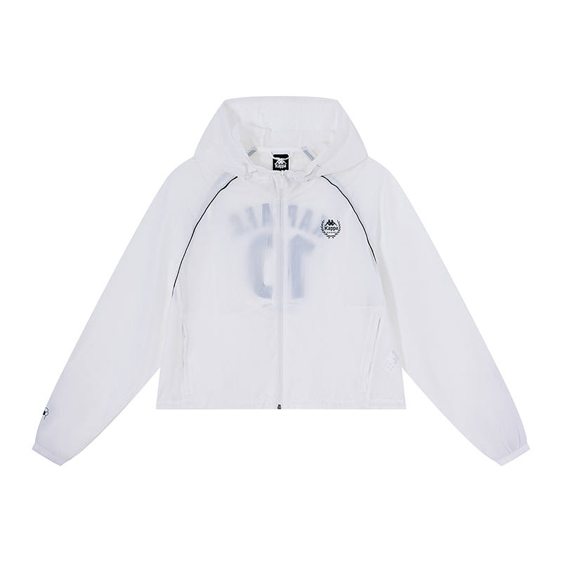 Kappa Windproof Windbreaker Jacket Women's Classic White