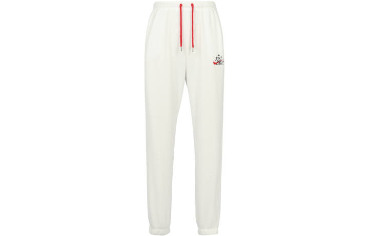 Nike Nike Solid Color Logo Label Drawstring Lace Up Elastic Cuff Fleece Lined Knitted Sweatpants Women's Mountain Peak White