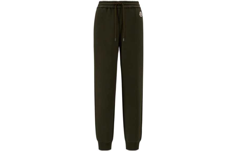 Moncler Knitted Sweatpants Women's Green Moderate Slim Fit Pants