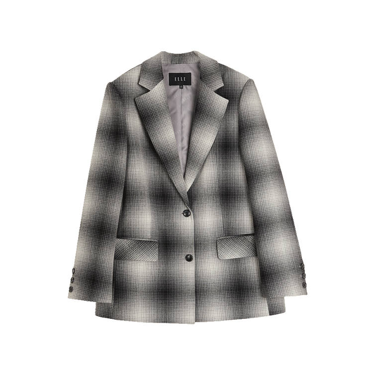ELLE Business Suit Women's Gray Plaid