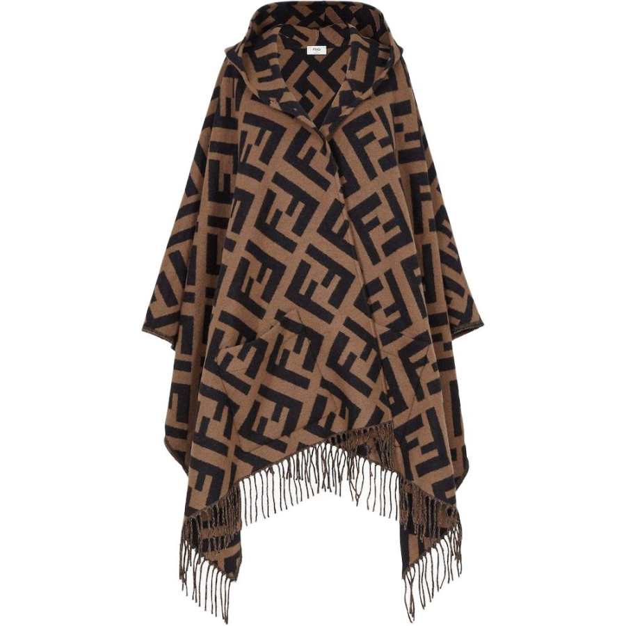 Fendi FF-jacquard cashmere poncho