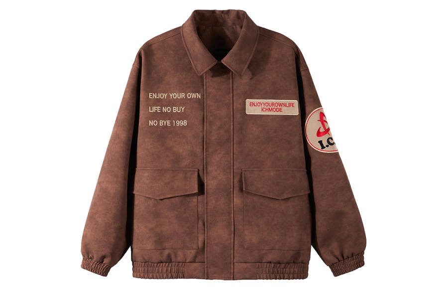 ICH MODE Leather Jackets Unisex Lapel Moderate Biker Jacket