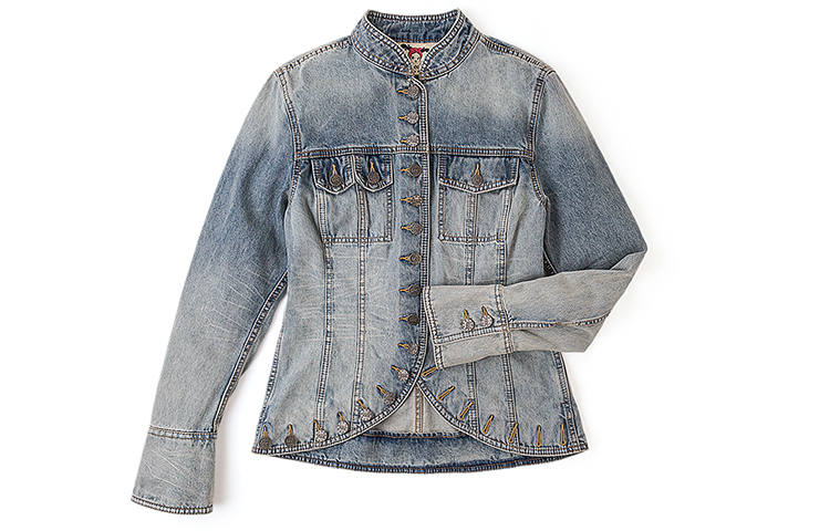 Lee Denim Jackets Women's Light Blue Stand Collar Moderate Straight Fit