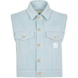 FENDI Logo Embroidered Denim Gilet