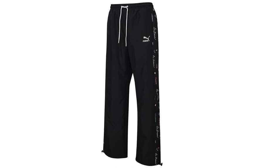 PUMA Knitted Sweatpants Women's Black Moderate Wide Leg Pants