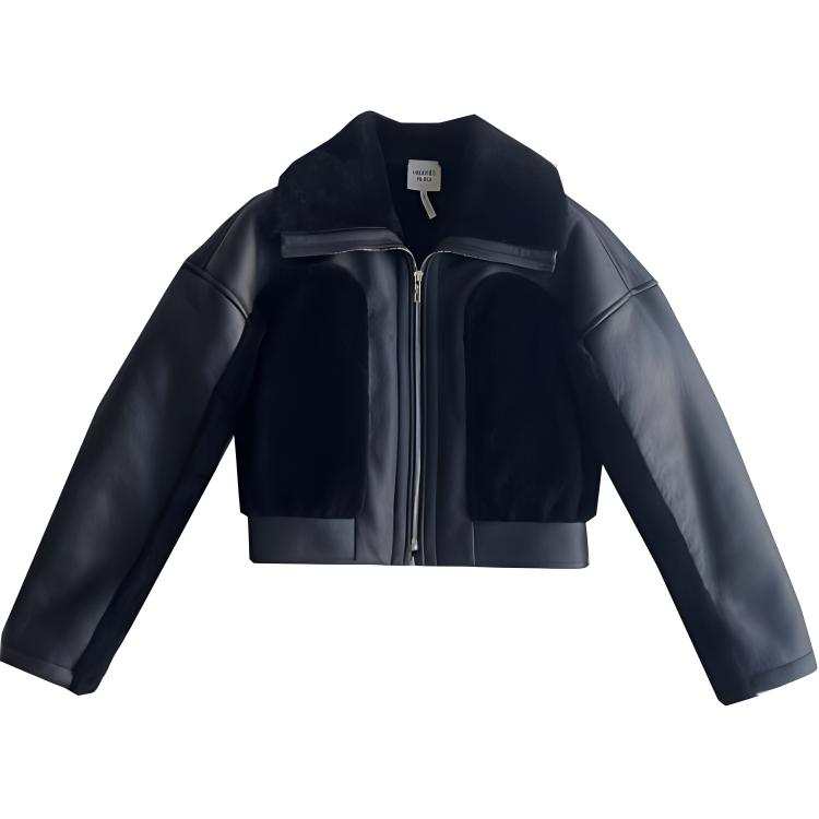 HERMES HERMES Leather Jacket Women's Black