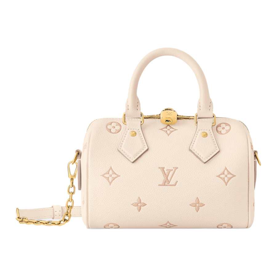 LOUIS VUITTON Speedy Embossed Grain Cow Leather Shoulder Bag, Crossbody Bag, Handbag Women's Beige
