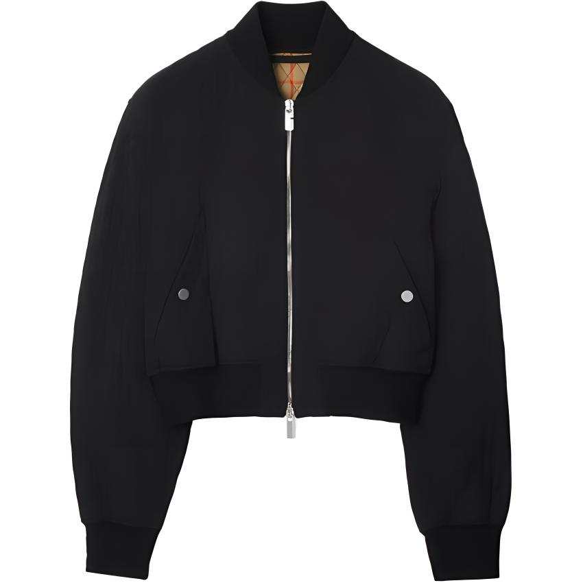 Burberry Quilted Cropped Bomber Jacket 'Black'