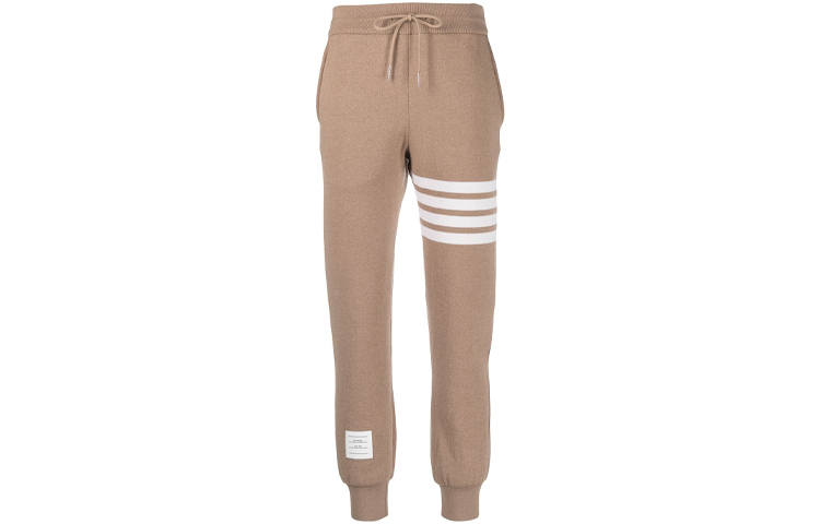 THOM BROWNE THOM BROWNE· Fleece Lined Loose Fit Elastic Cuff Knitted Sweatpants Women's